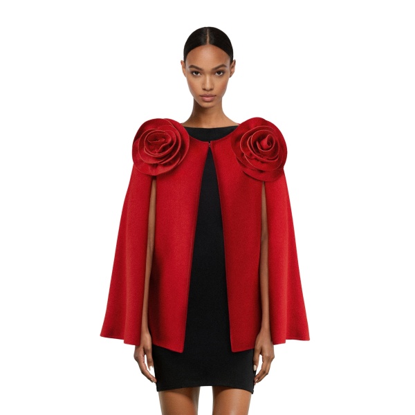 JW PEI Clara Floral Applique Cape Coat