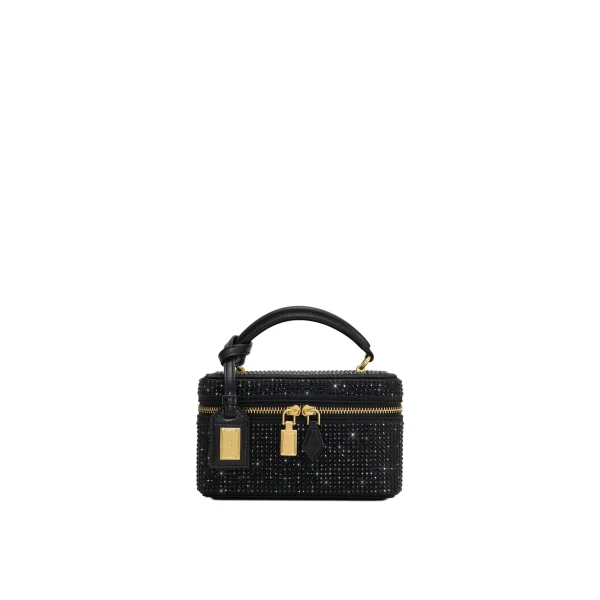 JW PEI Cleo Artificial Crystal Box Shape Top Handle Bag in Black