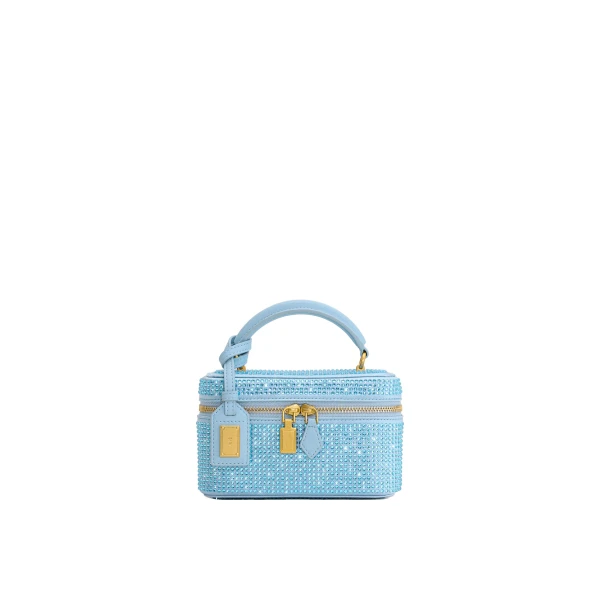 JW PEI Cleo Artificial Crystal Box Shape Top Handle Bag in Blue
