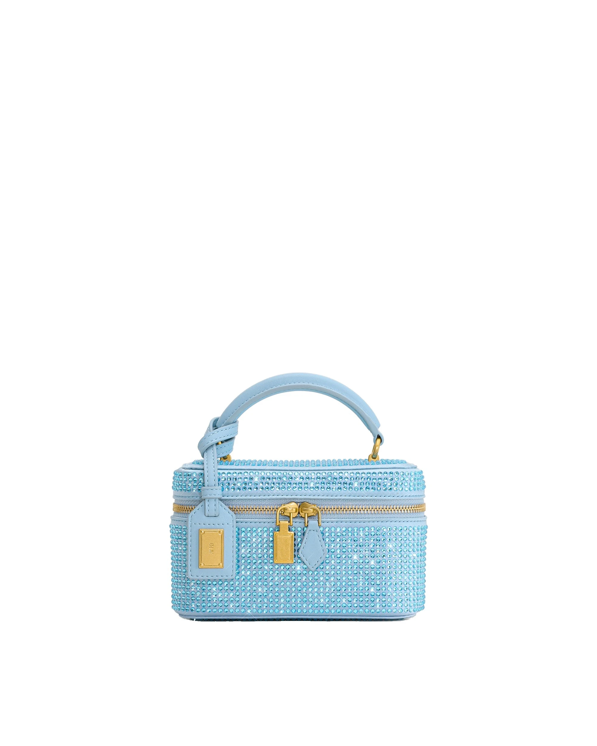 JW PEI Cleo Artificial Crystal Box Shape Top Handle Bag in Blue | Totes & Top-Handle Bags | Luxury Shoes JW PEI Cleo Artificial Crystal Box Shape Top Handle Bag in Blue