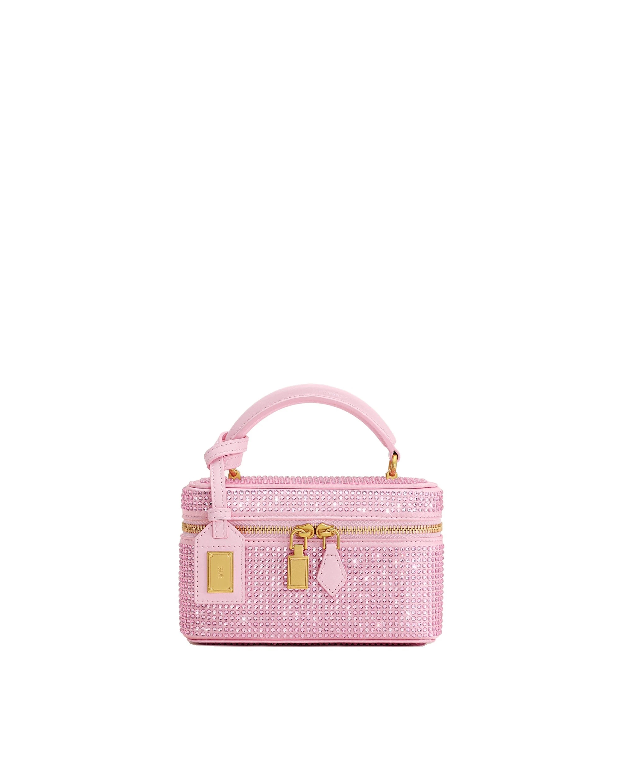 JW PEI Cleo Artificial Crystal Box Shape Top Handle Bag in Pink | Totes & Top-Handle Bags | Luxury Shoes JW PEI Cleo Artificial Crystal Box Shape Top Handle Bag in Pink