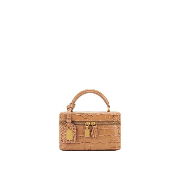 JW PEI Cleo Box Shape Top Handle Bag in Brown Croc