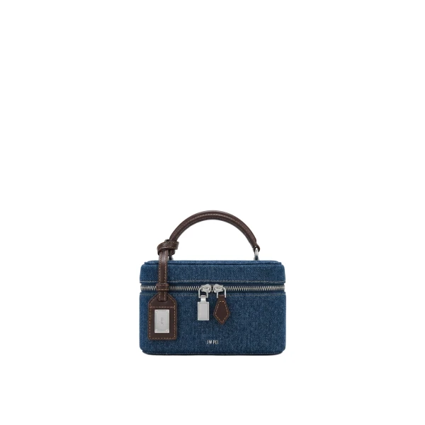 JW PEI Cleo Box Shape Top Handle Bag in Dark Blue Denim