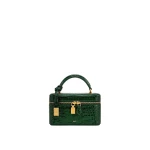 JW PEI Cleo Box Shape Top Handle Bag in Forest Green Croc