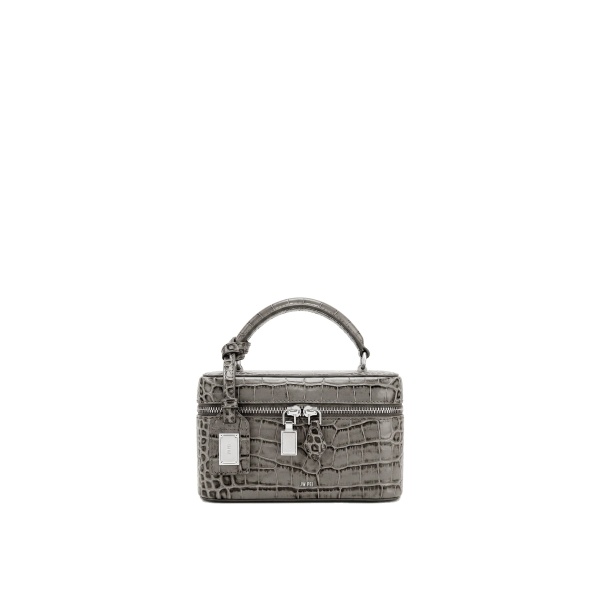 JW PEI Cleo Box Shape Top Handle Bag in Grey Croc