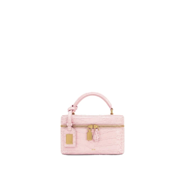 JW PEI Cleo Box Shape Top Handle Bag in Light Pink Croc