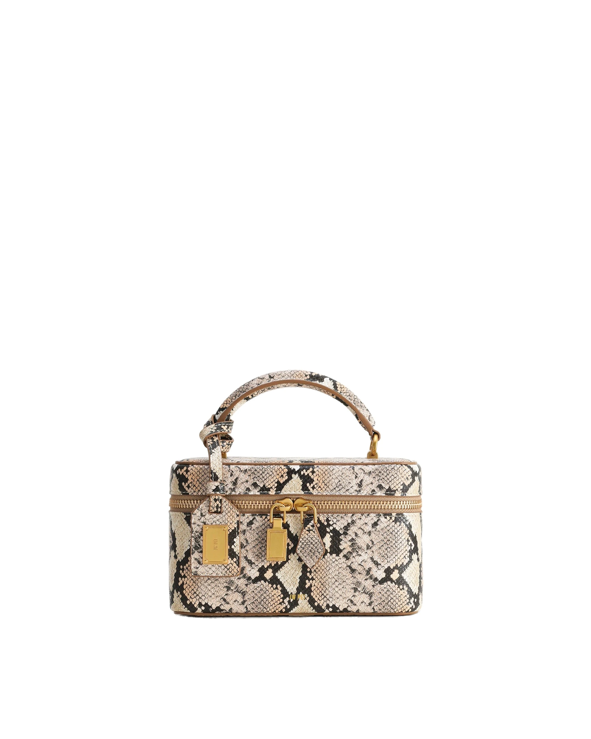 JW PEI Cleo Snake-Embossed Box Shape Top Handle Bag in Beige | Totes & Top-Handle Bags | Luxury Shoes JW PEI Cleo Snake-Embossed Box Shape Top Handle Bag in Beige