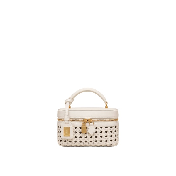 JW PEI Cleo Woven Box Shape Top Handle Bag in Warm White