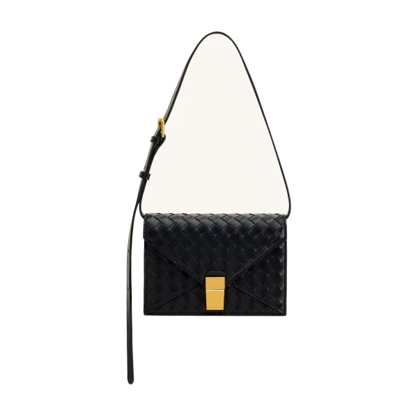 JW PEI Clio Woven Textured Envelope Crossbody Bag in Black