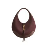JW PEI Colette Faux Suede Crescent Hobo Bag in Dark Brown