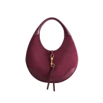 JW PEI Colette Faux Suede Crescent Hobo Bag in Deep Claret
