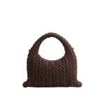 JW PEI Cora Faux Suede Quilting Handle Bag in Dark Brown