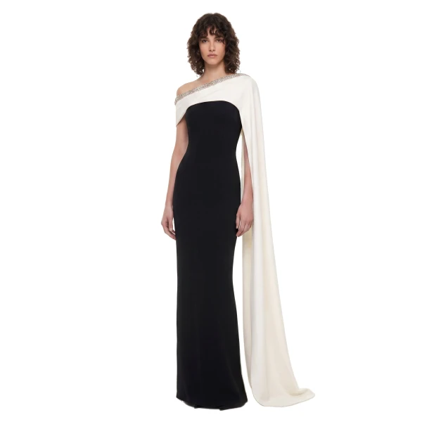 JW PEI Crystal-Trim Cape Maxi Dress