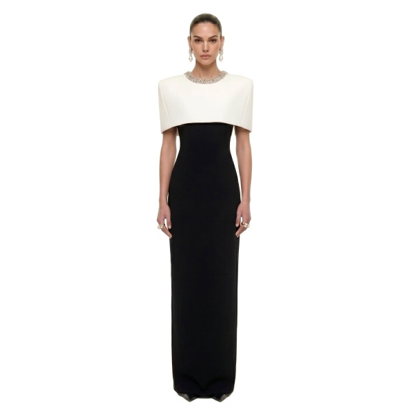 JW PEI Crystal-Trim Capelet Maxi Dress