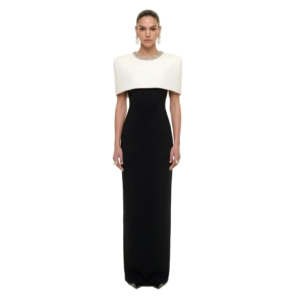 JW PEI Crystal-Trim Capelet Maxi Dress