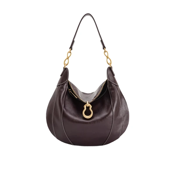 JW PEI Daria Metal Pendant Embellished Shoulder Bag in Dark Brown