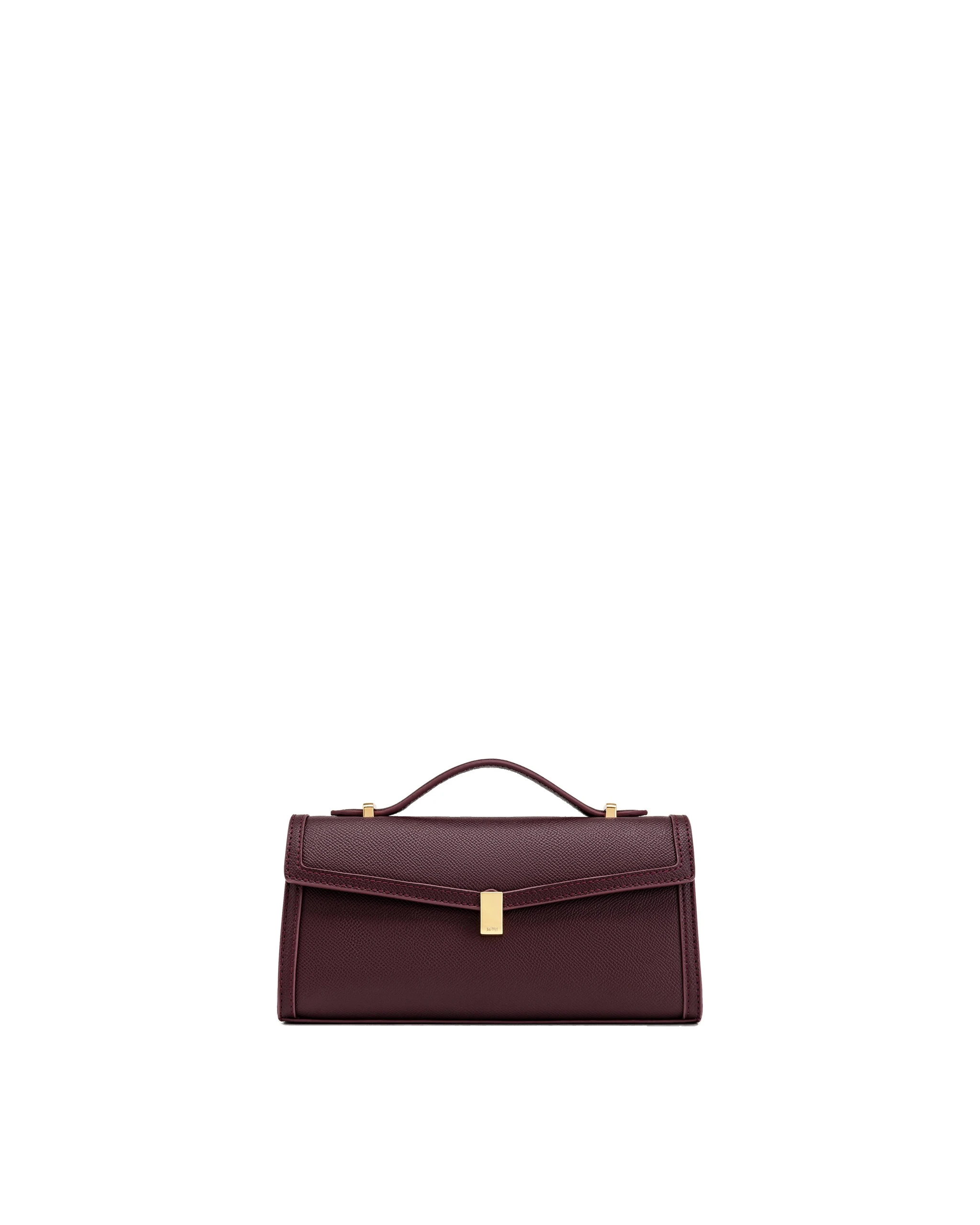 JW PEI Delphine Saffiano Top Handle Bag in Deep Burgundy | Totes & Top-Handle Bags | Luxury Shoes JW PEI Delphine Saffiano Top Handle Bag in Deep Burgundy