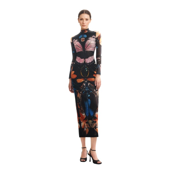 JW PEI Double-layered Mesh Sheer Butterfly and Beetle Gown
