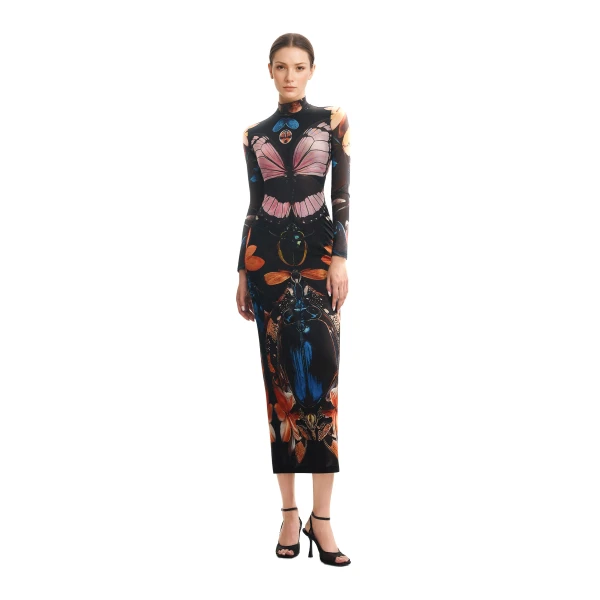 JW PEI Double-layered Mesh Sheer Butterfly and Beetle Gown