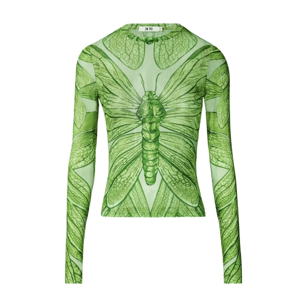 Dragonfly Vein Sheer Top in Green