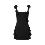 JW PEI Elaina Black Rosette Applique Mini Dress