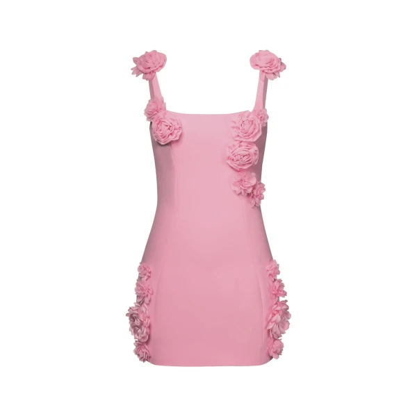 JW PEI Elaina Pink Rosette Applique Mini Dress