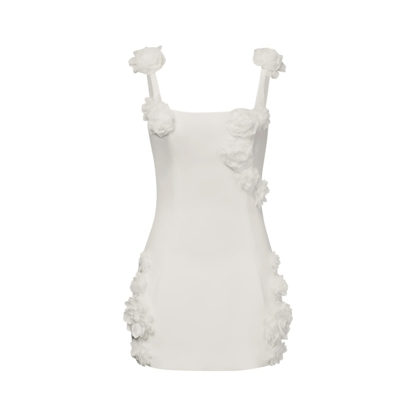 JW PEI Elaina White Rosette Applique Mini Dress