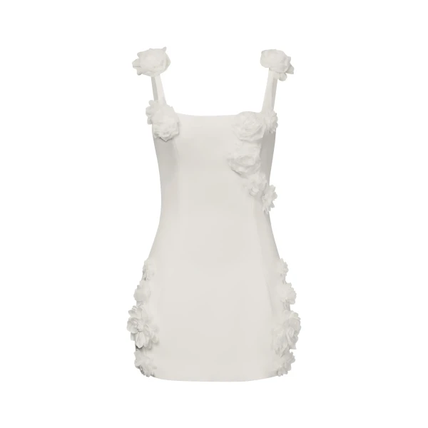 JW PEI Elaina White Rosette Applique Mini Dress