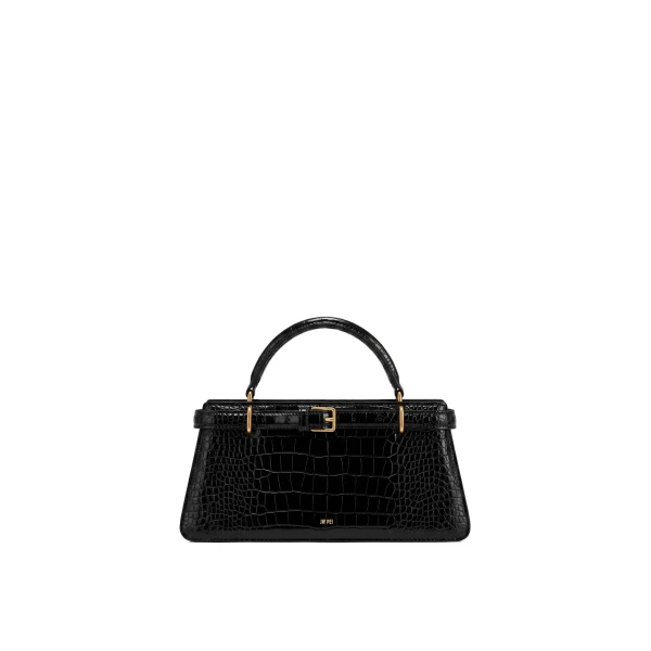 JW PEI Elena Classic Top Handle Bag in Black Croc