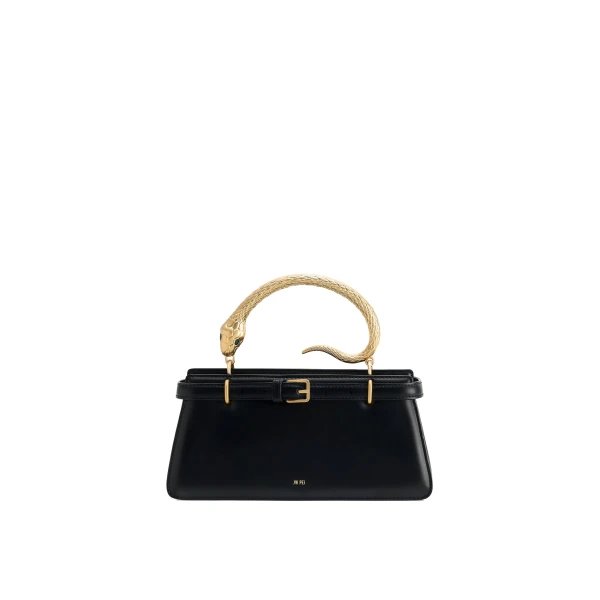 JW PEI Elena Snake Handle Top Handle Bag in Black