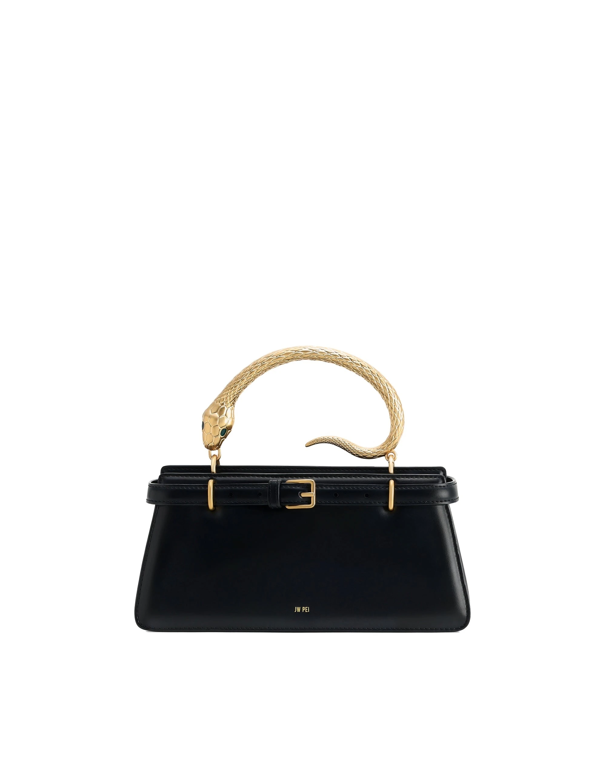 JW PEI Elena Snake Handle Top Handle Bag in Black | Totes & Top-Handle Bags | Luxury Shoes JW PEI Elena Snake Handle Top Handle Bag in Black