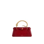 JW PEI Elena Snake Handle Top Handle Bag in Burgundy Croc