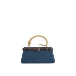 JW PEI Elena Snake Handle Top Handle Bag in Dark Blue Denim