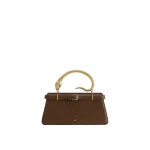 JW PEI Elena Snake Handle Top Handle Bag in Dark Brown