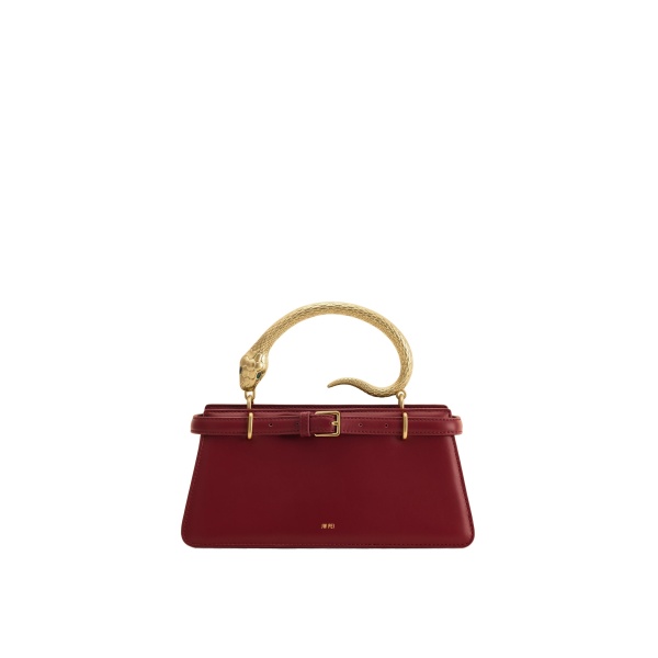 JW PEI Elena Snake Handle Top Handle Bag in Wine Red