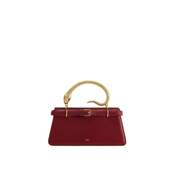 JW PEI Elena Snake Handle Top Handle Bag in Wine Red