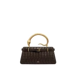 JW PEI Elena Snake Handle Woven Texture Top Handle Bag in Espresso | Totes & Top-Handle Bags | Luxury Shoes JW PEI Elena Snake Handle Woven Texture Top Handle Bag in Espresso