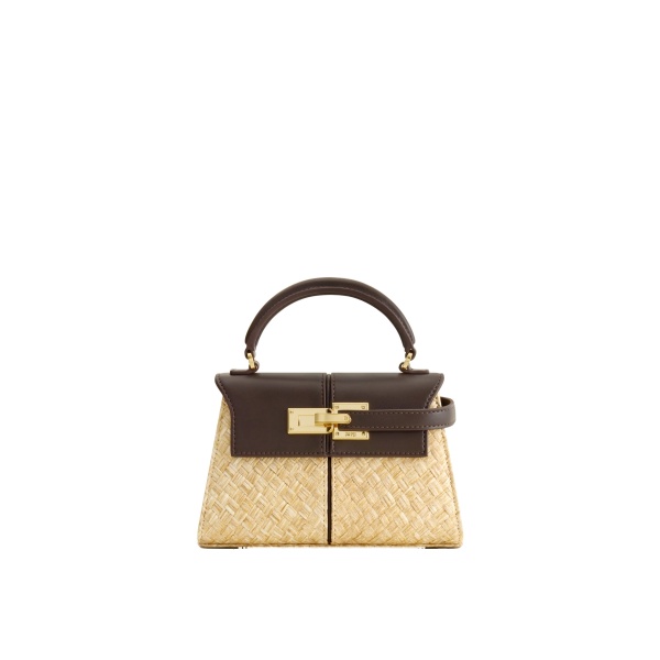 JW PEI Elise Faux Straw Handbag in Brown