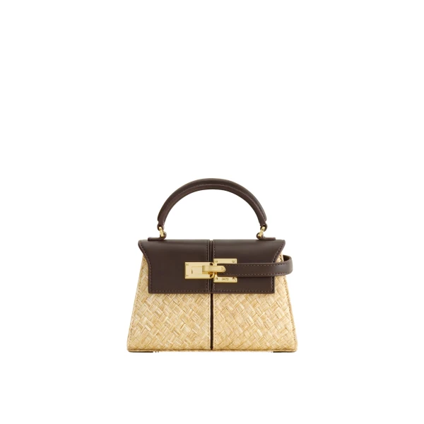 JW PEI Elise Faux Straw Handbag in Brown