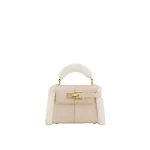 JW PEI Elise Faux Suede Shearling Trim Top Handle Bag in Taupe