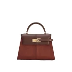 JW PEI Elise Large Faux Suede Top Handle Bag in Mocha Brown