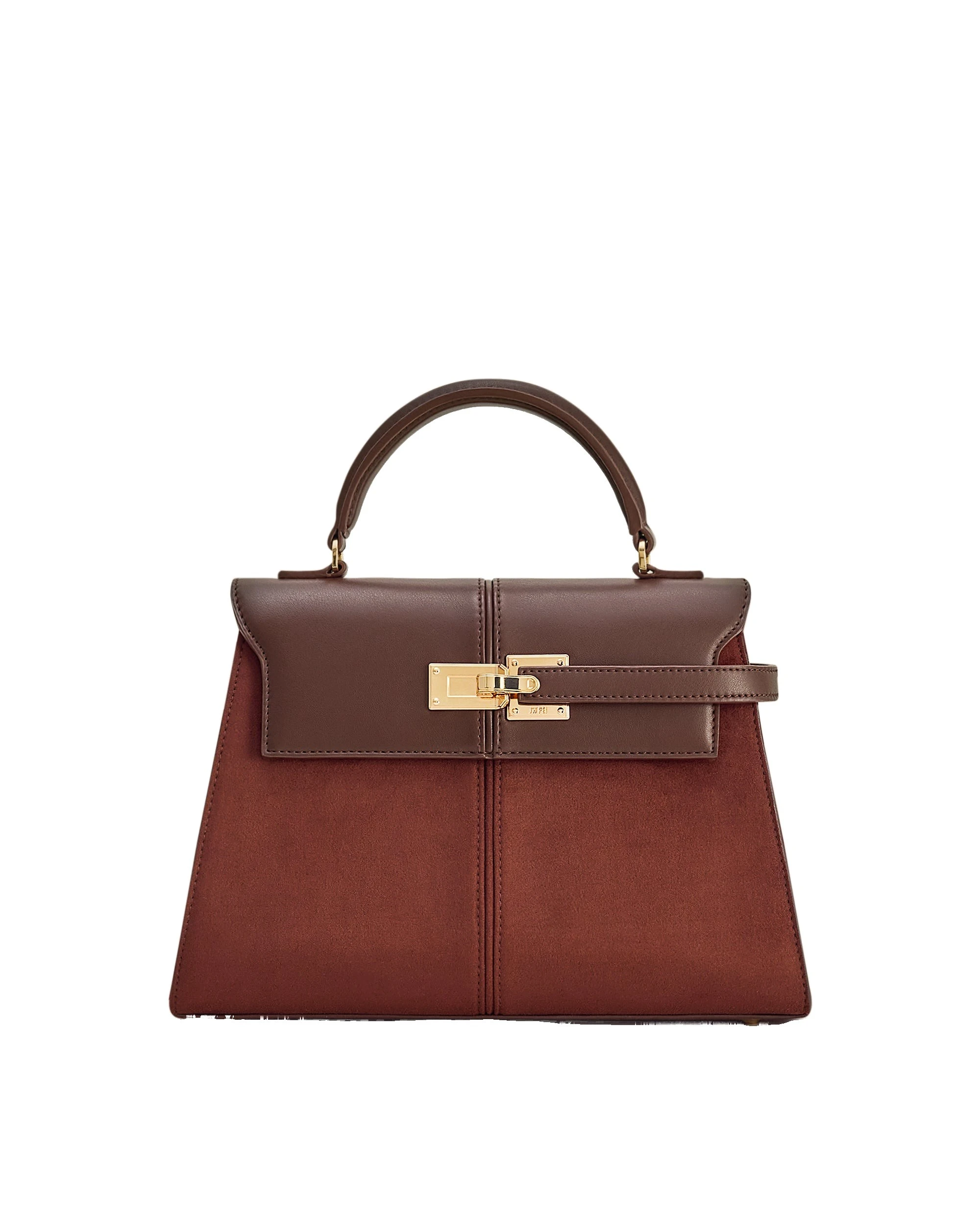 JW PEI Elise Large Faux Suede Top Handle Bag in Mocha Brown | Totes & Top-Handle Bags | Luxury Shoes JW PEI Elise Large Faux Suede Top Handle Bag in Mocha Brown