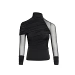 JW PEI Ella Sheer Ruched Turtleneck Top