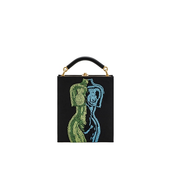 JW PEI Elle Colorful Beaded Book Top Handle Bag in Black