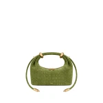 JW PEI Ellie Faux Suede Metal Ring Embellished Top Handle Bag in Green Croc