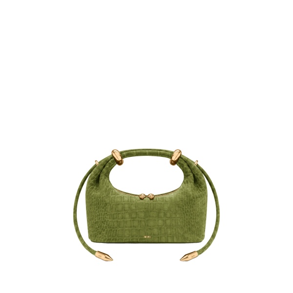 JW PEI Ellie Faux Suede Metal Ring Embellished Top Handle Bag in Green Croc