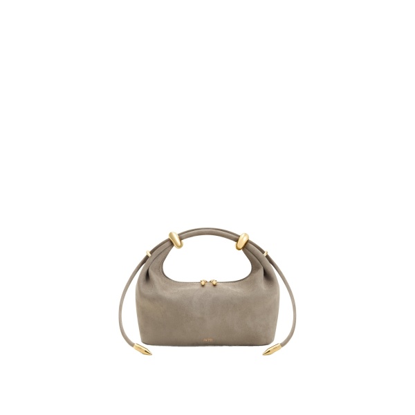 JW PEI Ellie Faux Suede Metal Ring Embellished Top Handle Bag in Grey