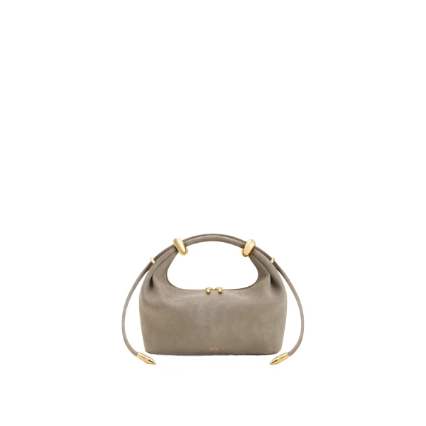 JW PEI Ellie Faux Suede Metal Ring Embellished Top Handle Bag in Grey
