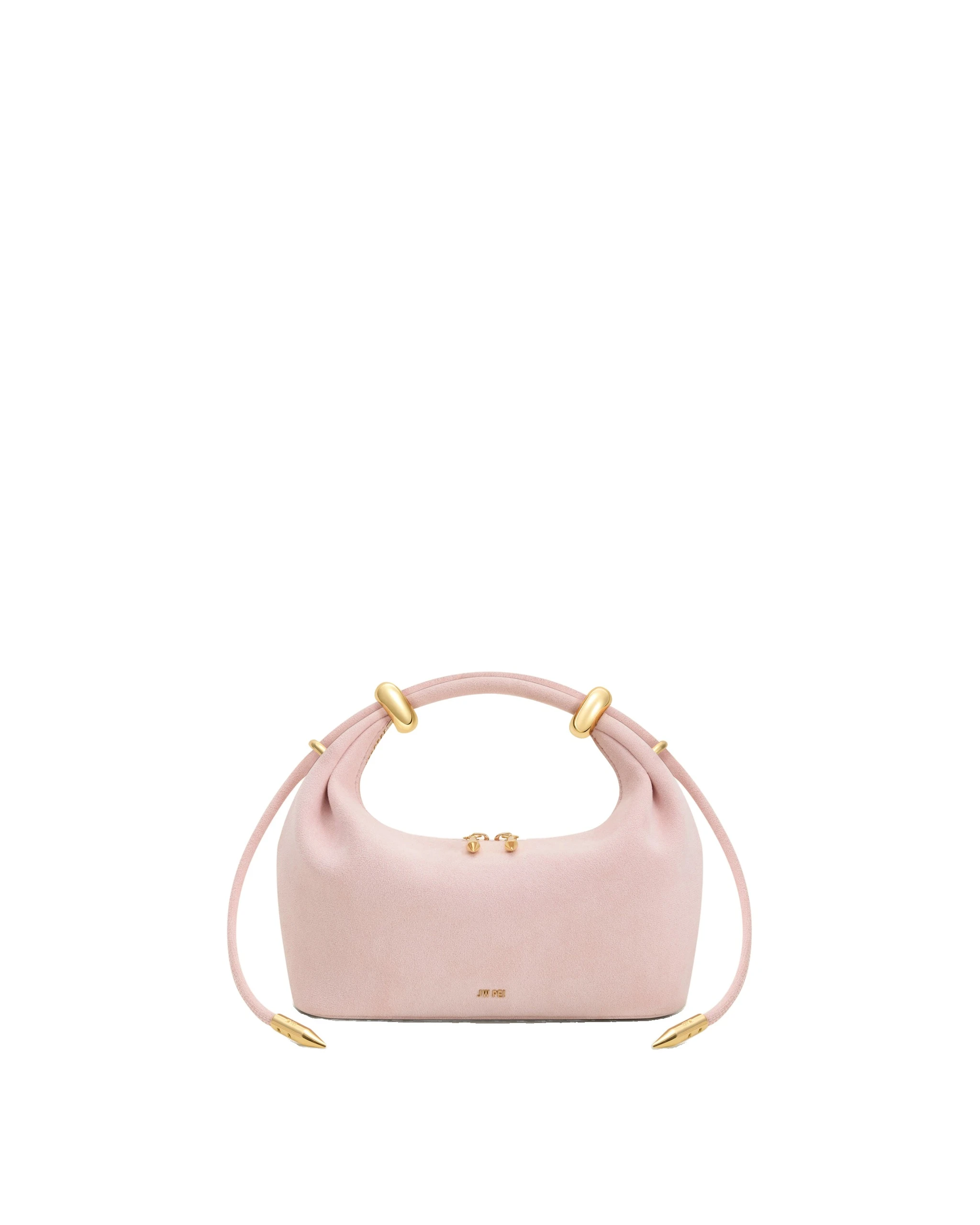 JW PEI Ellie Faux Suede Metal Ring Embellished Top Handle Bag in Pink | Totes & Top-Handle Bags | Luxury Shoes JW PEI Ellie Faux Suede Metal Ring Embellished Top Handle Bag in Pink