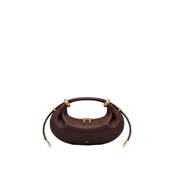JW PEI Ellie Metal Ring Embellished Crescent Top Handle Bag in Dark Brown